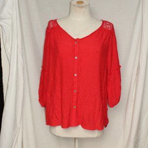 Notations button blouse sunset orange szXL